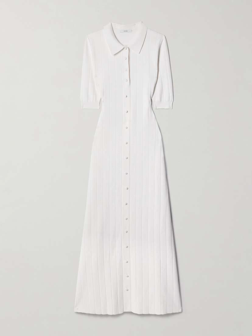 Adam Lippes Fenwick Recycled Pointelle-knit Midi Dress