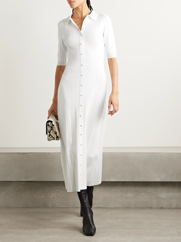 Adam Lippes Fenwick recycled pointelle-knit midi dress