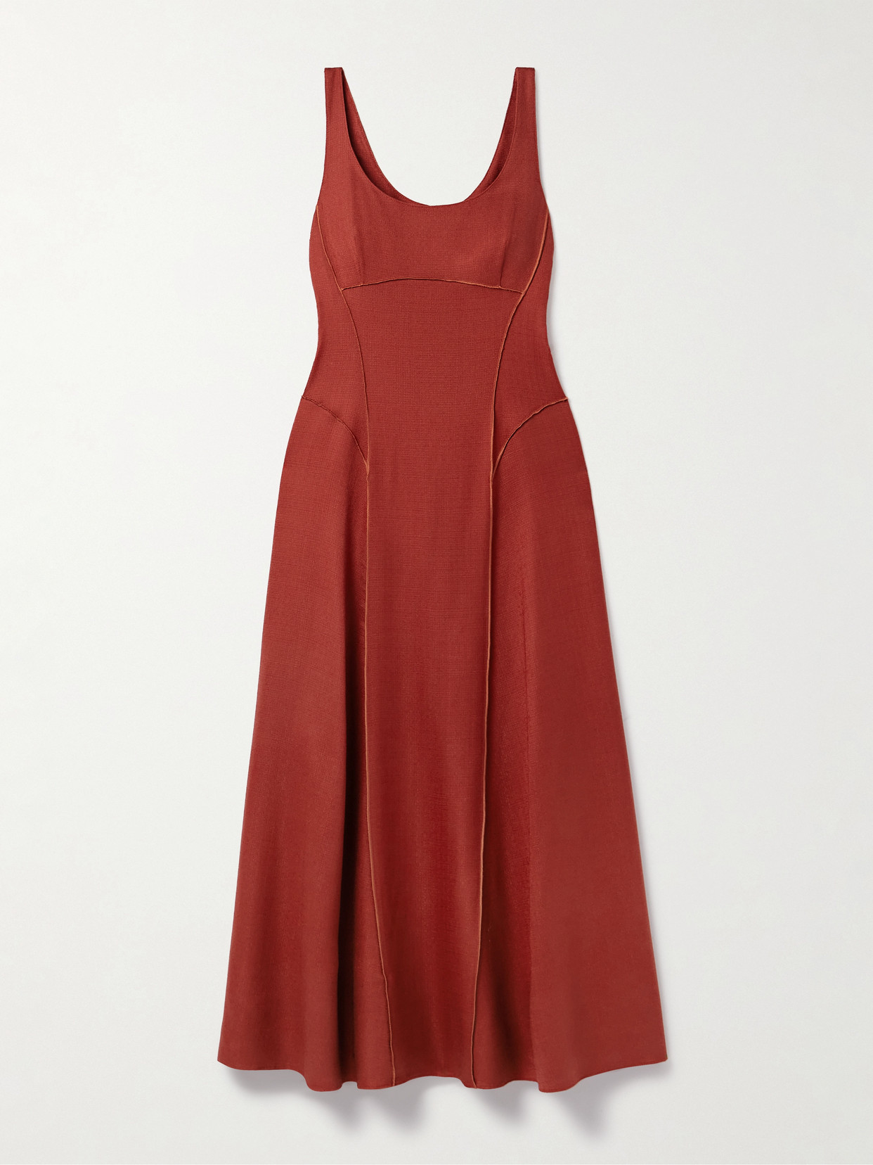 Adam Lippes Shay Paneled Canvas Midi Dress In Red