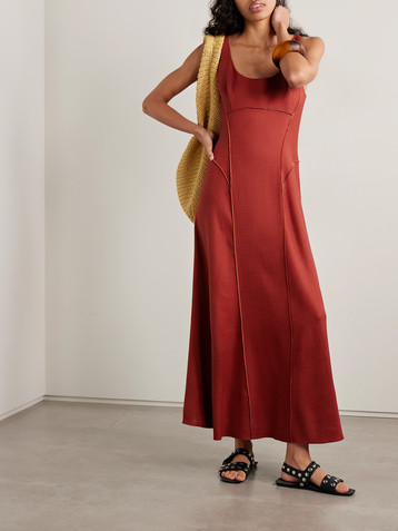 Adam Lippes Shay paneled canvas midi dress