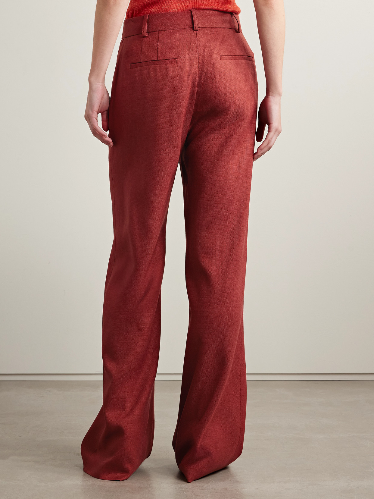Adam Lippes Wyatt Canvas Straight-leg Pants In Red