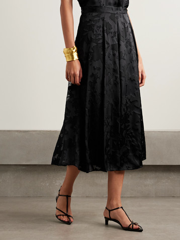 Adam Lippes Emi devoré-satin midi skirt