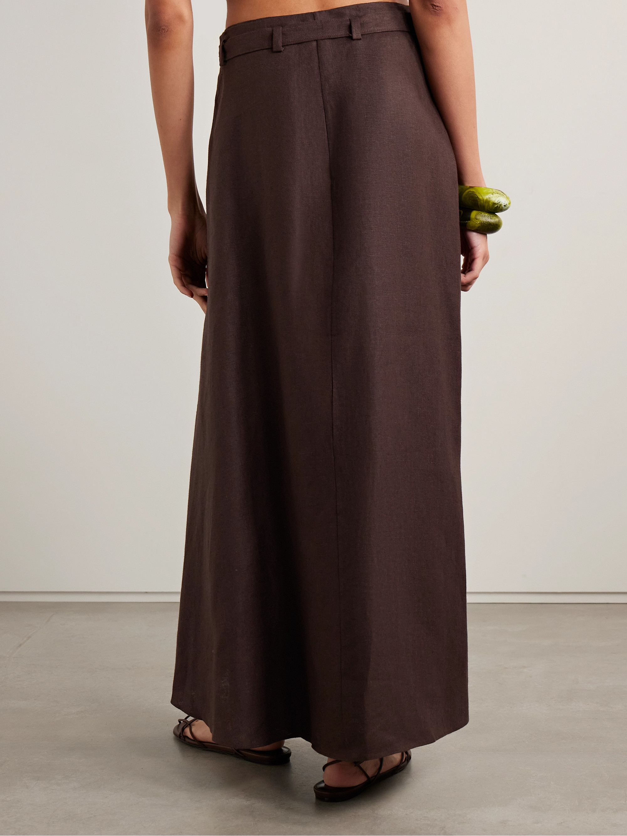 Adam Lippes Bruna linen maxi wrap skirt thumbnail