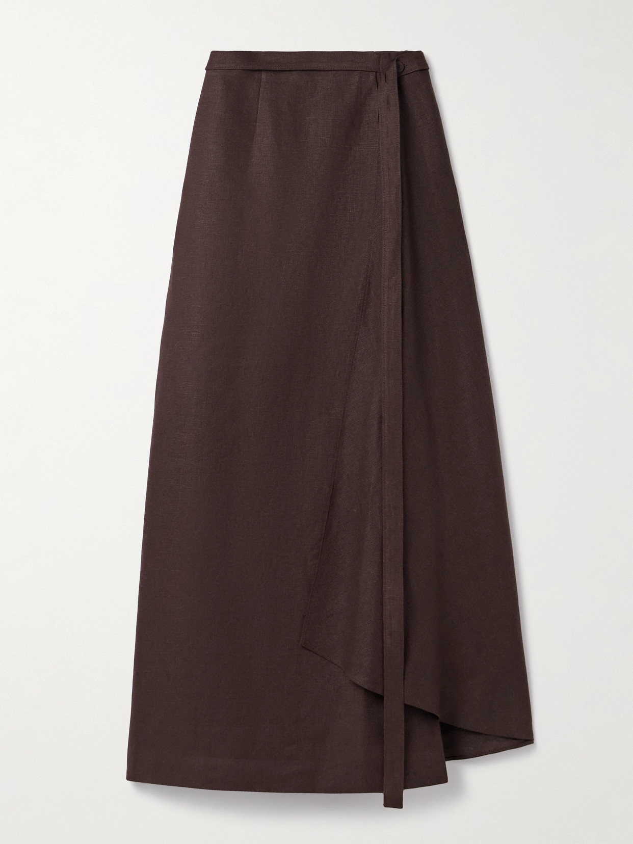 Adam Lippes Bruna Linen Maxi Wrap Skirt In Silver