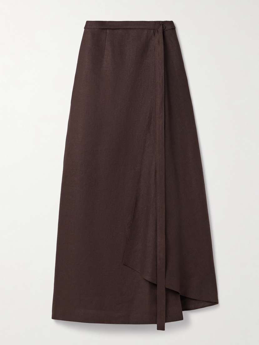 Adam Lippes Bruna Linen Maxi Wrap Skirt