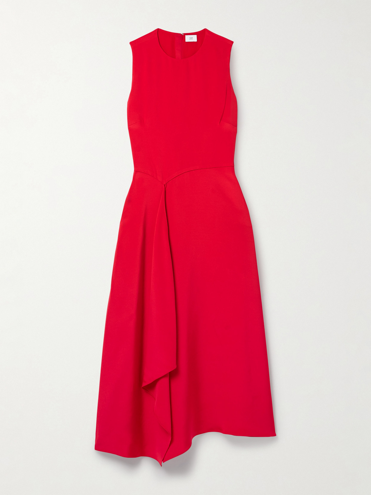 Adam Lippes Lynn Draped Silk-crepe Midi Dress In Red