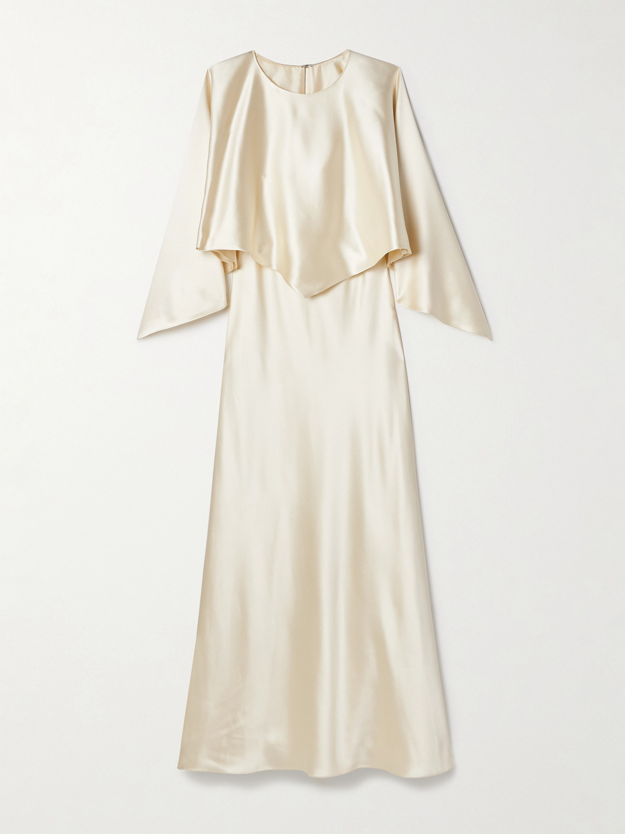 Adam Lippes Larys Layered Asymmetric Cape-effect Silk-charmeuse Maxi Dress In White