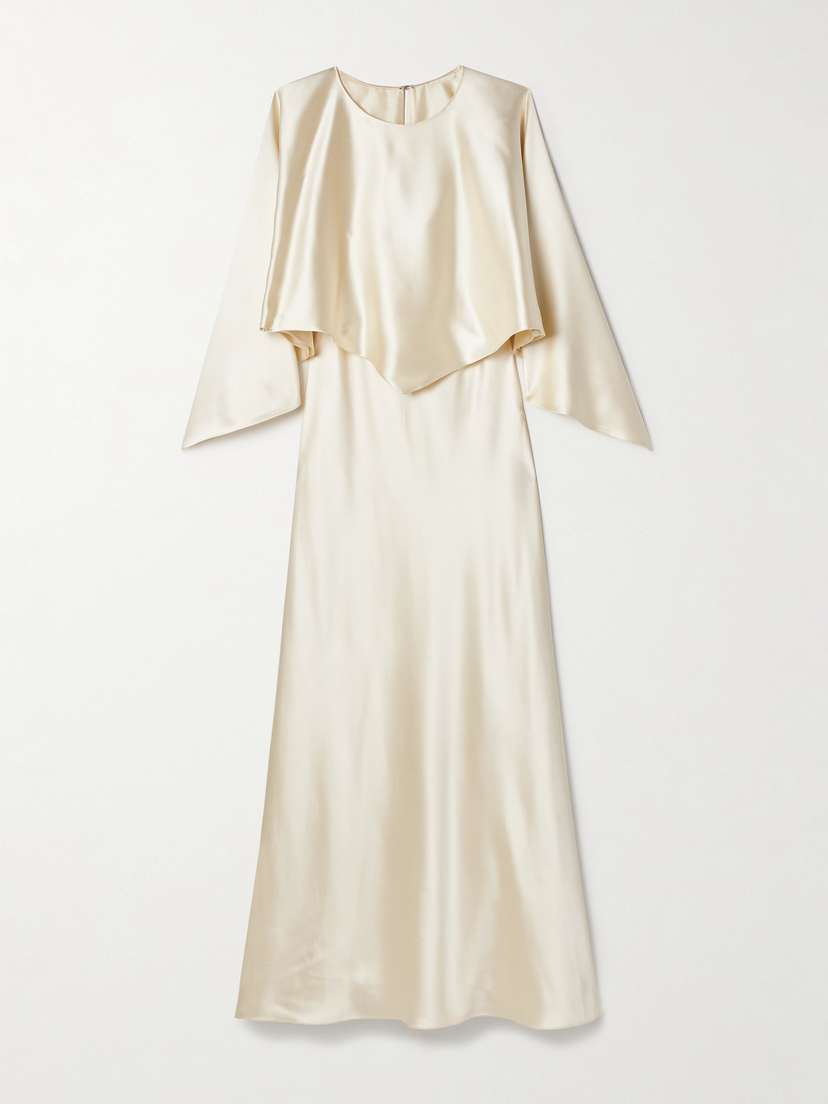 Adam Lippes Larys Layered Asymmetric Cape-effect Silk-charmeuse Maxi Dress