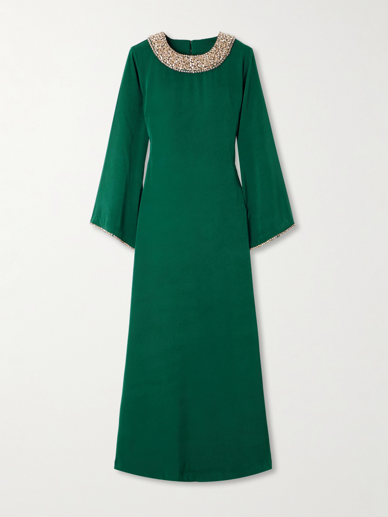 Shatha Essa Crystal-embellished Crepe Gown In Green