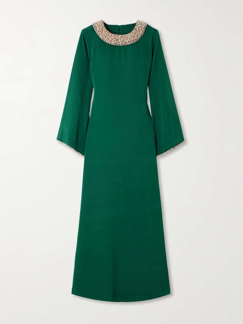 Shatha Essa Crystal-embellished Crepe Gown