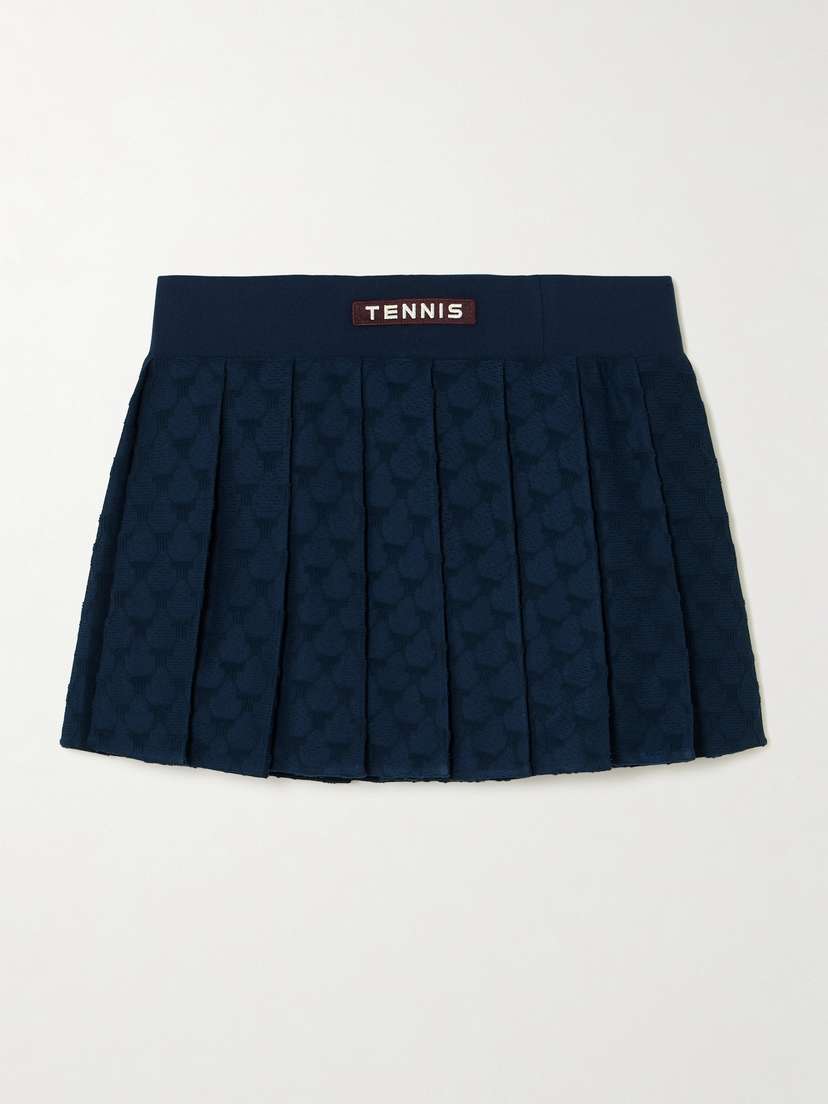 Tory Sport Appliquéd Pleated Terry-jacquard Tennis Skirt
