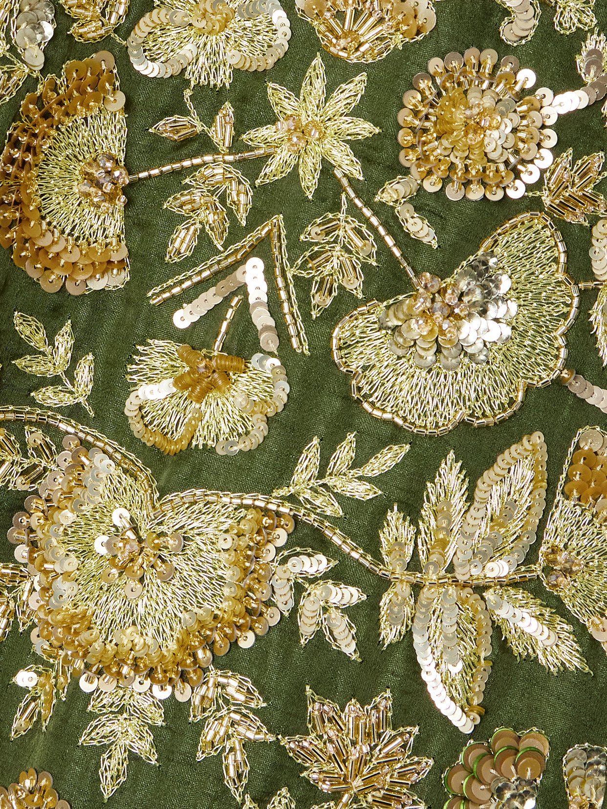 Shatha Essa Fringed Embellished Embroidered Silk-blend Gown In Green