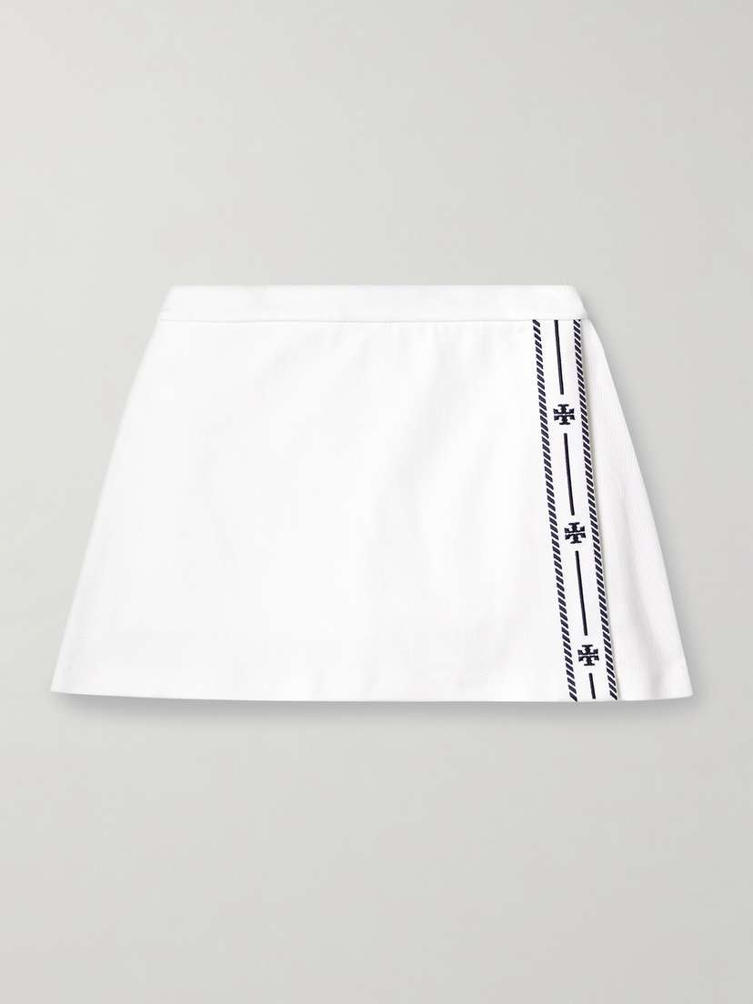 Tory Sport Jacquard-trimmed Stretch-twill Tennis Mini Skirt