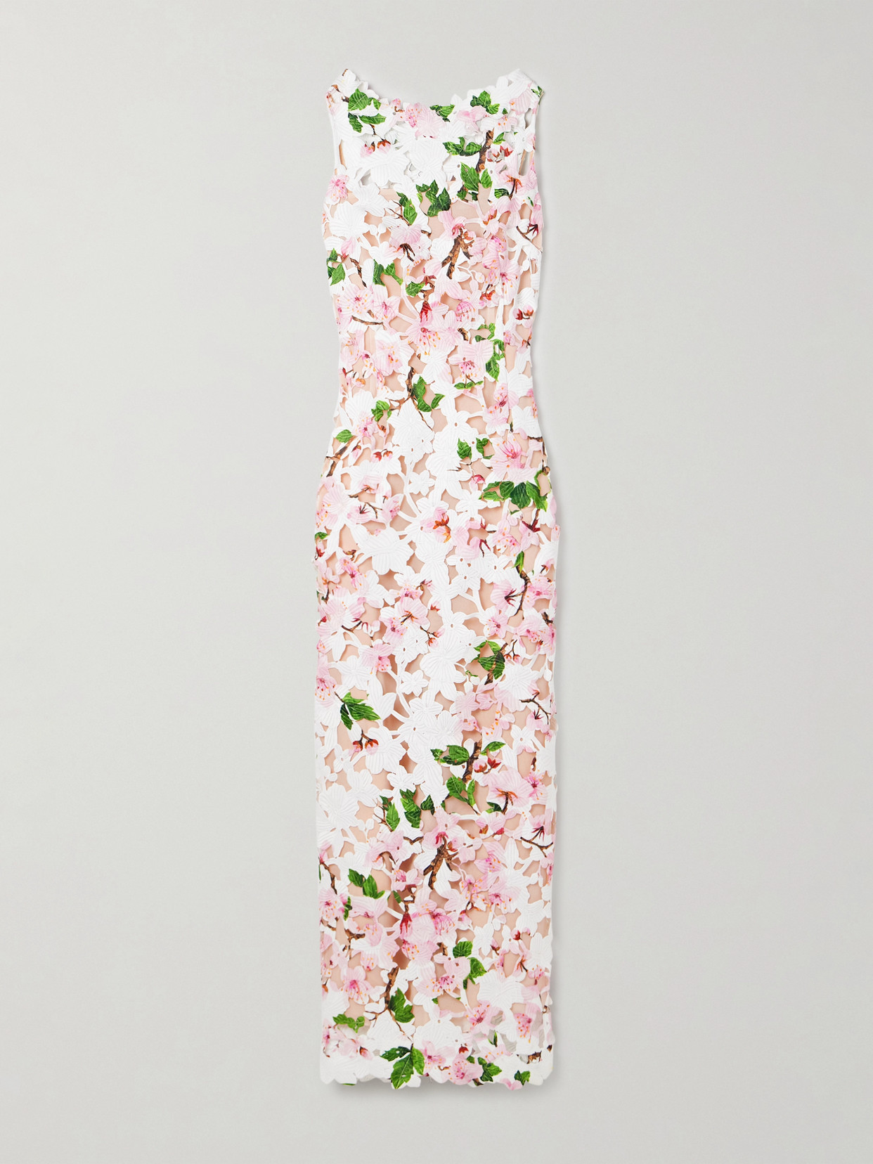 Oscar De La Renta Floral-print Guipure Lace Gown