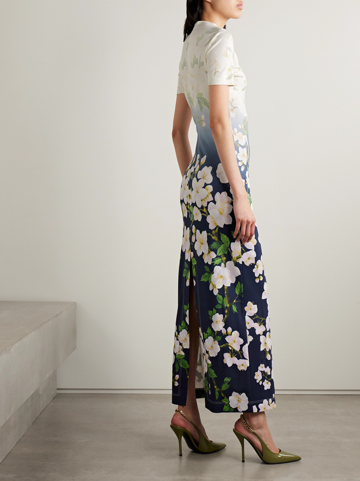 Oscar De La Renta Floral-print Ombré Jersey Maxi Dress