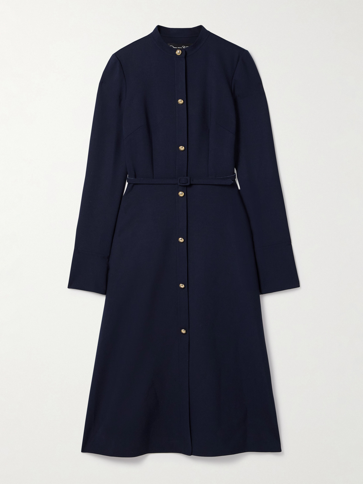 Oscar De La Renta Belted Wool-blend Midi Dress