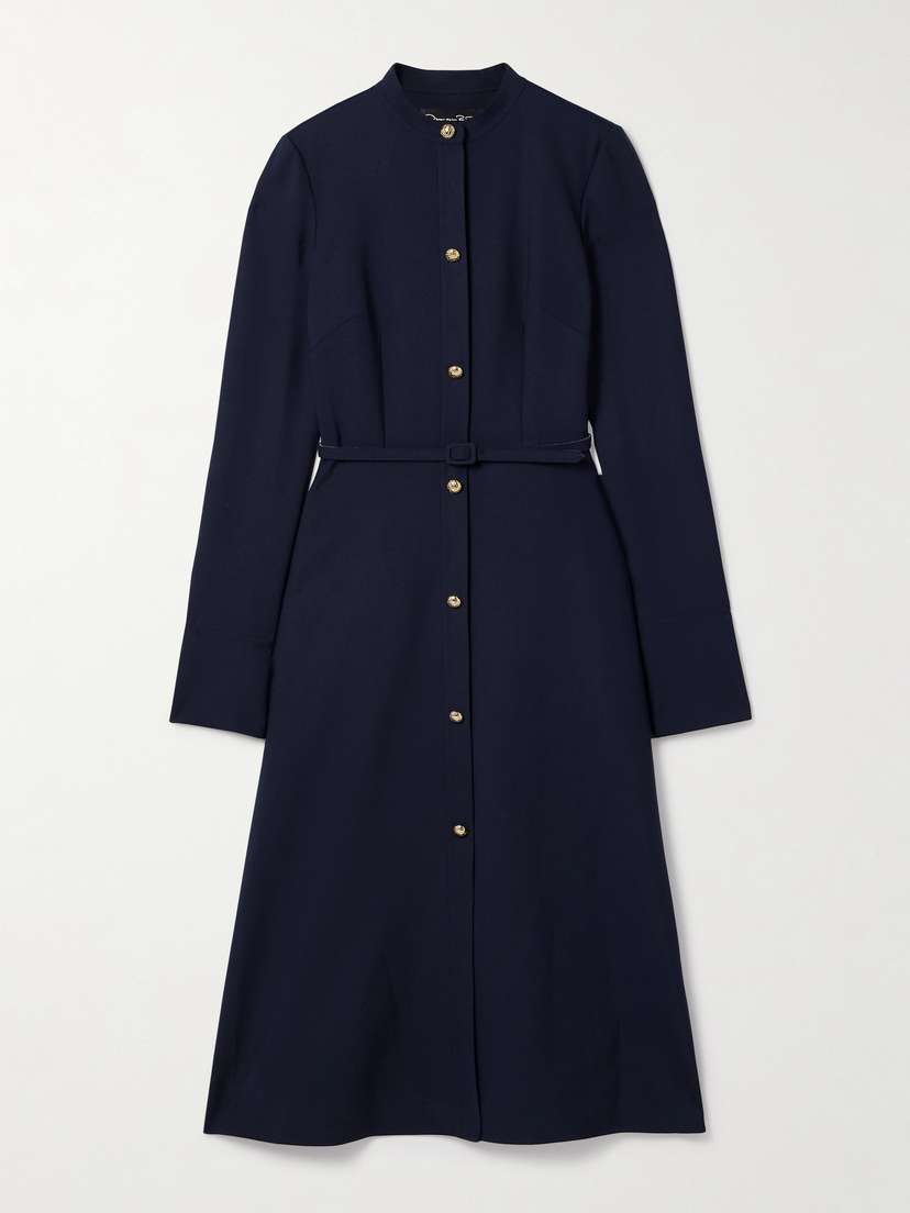 Oscar de la Renta Belted Wool-blend Midi Dress
