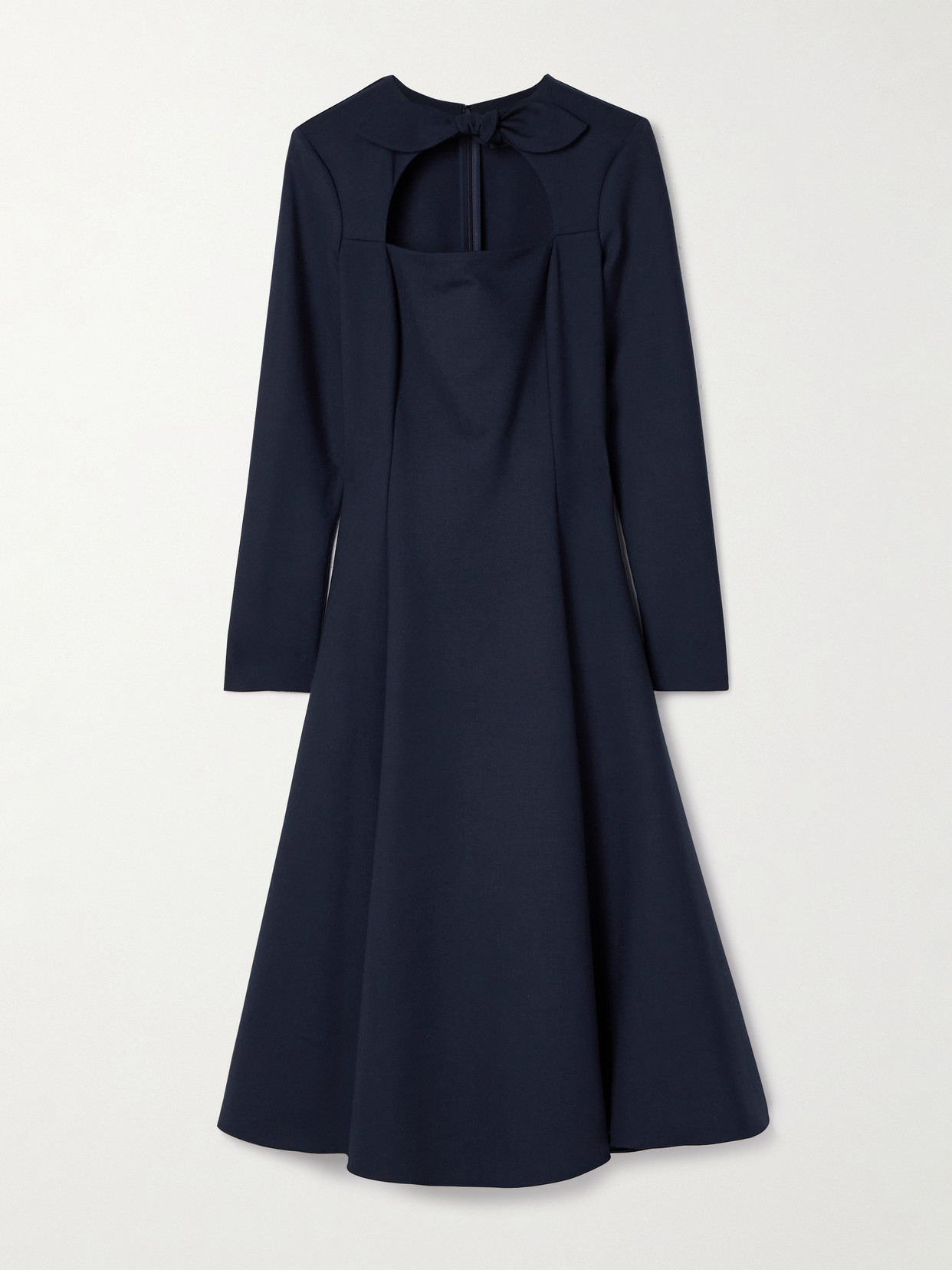 Oscar De La Renta Tie-neck Cutout Wool-blend Midi Dress