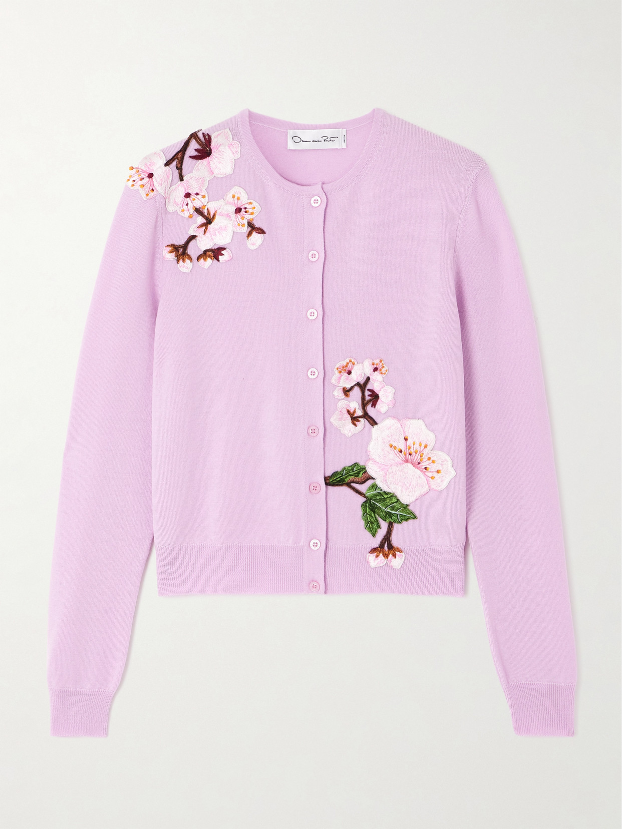 Oscar De La Renta Appliquéd Wool Cardigan