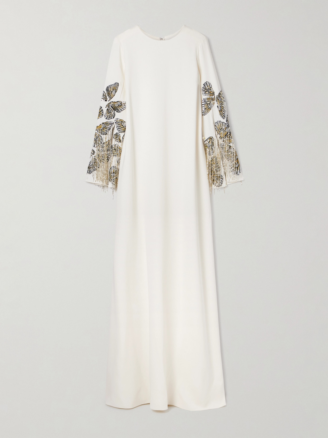 Oscar De La Renta Embroidered Embellished Silk-blend Crepe Gown
