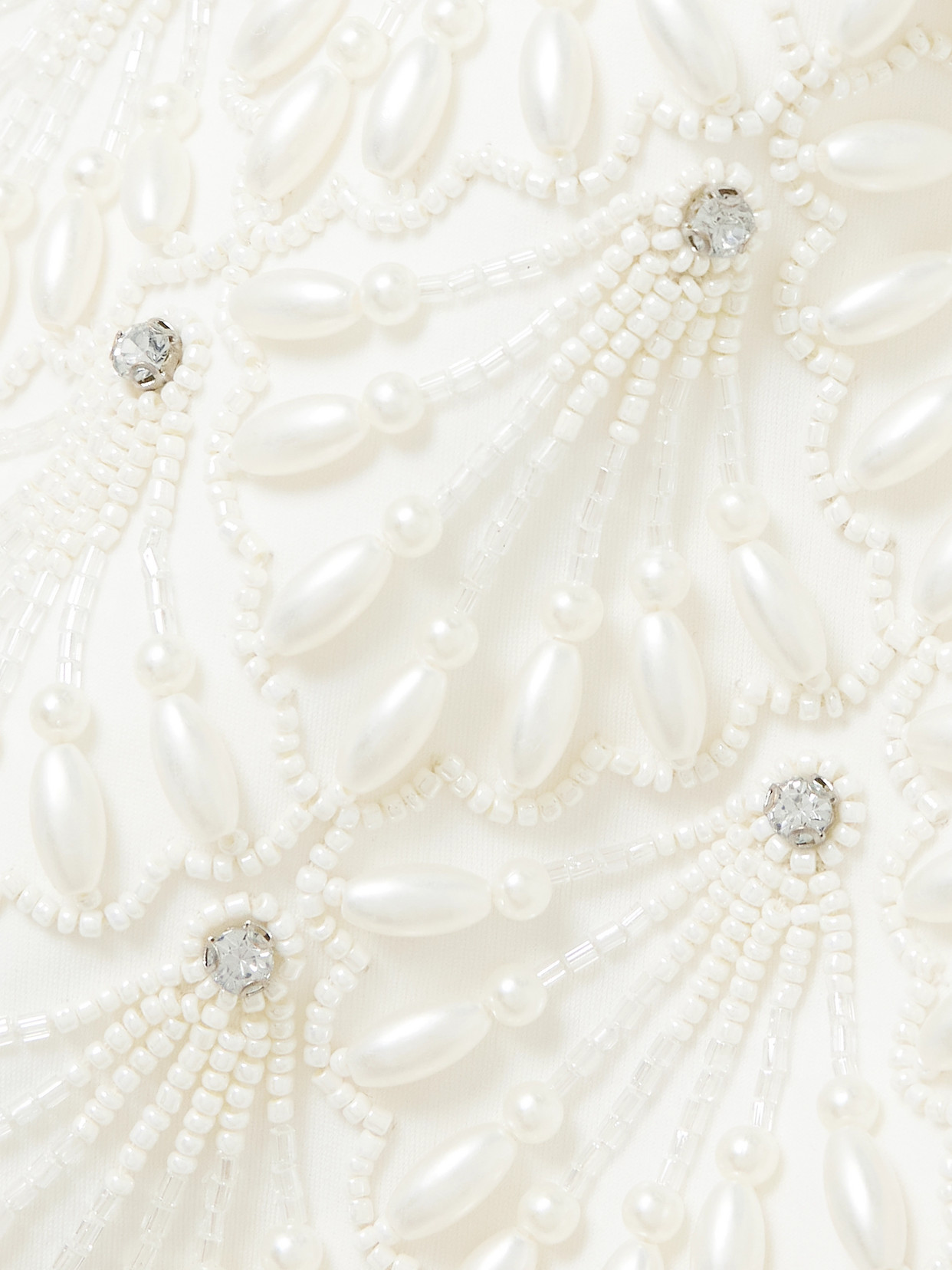 Clio Peppiatt Strapless Scalloped Embellished Taffeta Gown In White