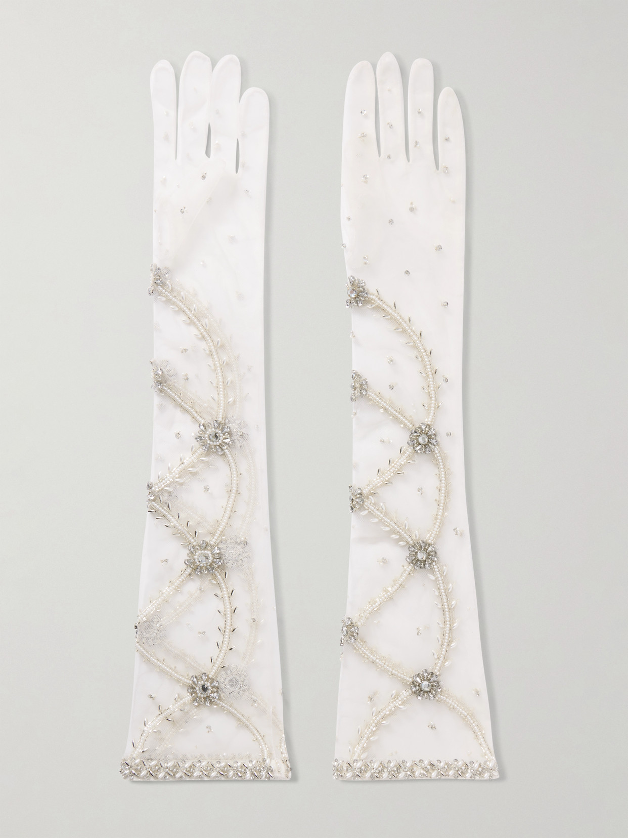 Clio Peppiatt Embellished Tulle Gloves