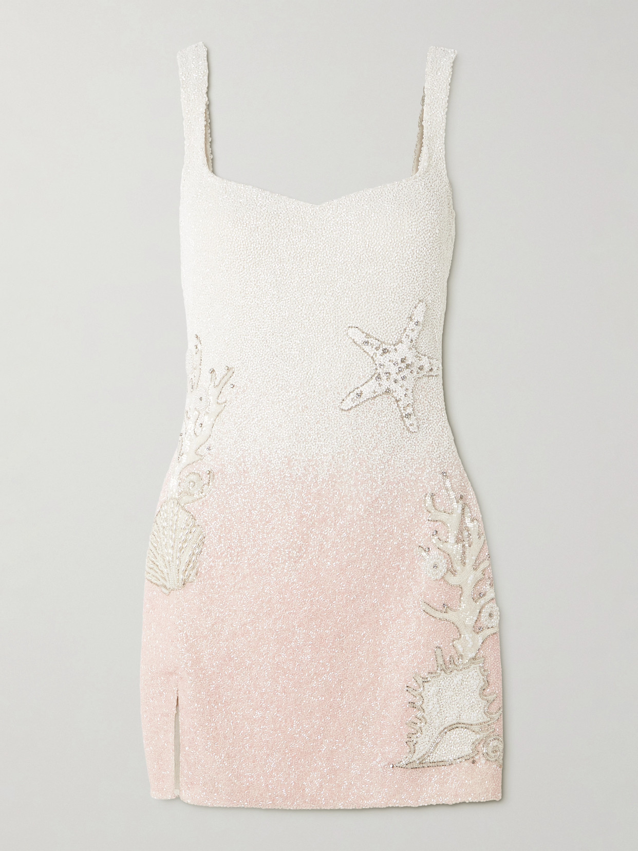 Clio Peppiatt Seashell Crystal-embellished Beaded Tulle Mini Dress
