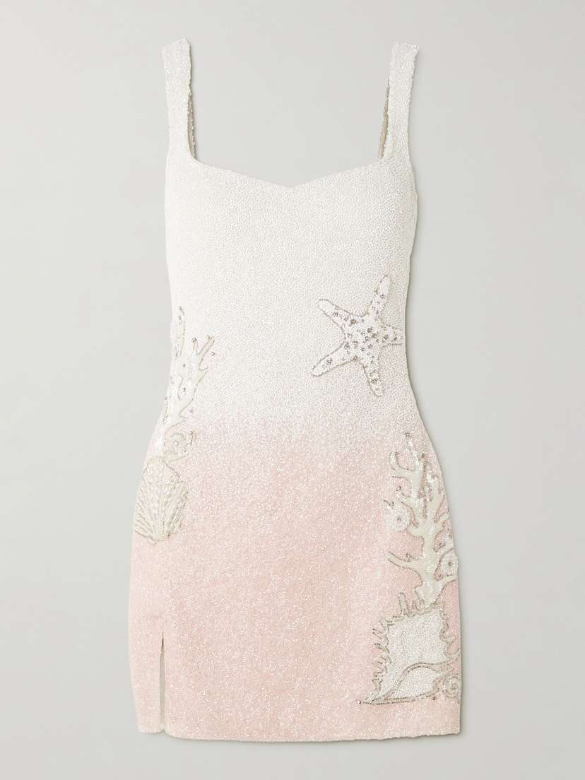 Clio Peppiatt Seashell Crystal-embellished Beaded Tulle Mini Dress