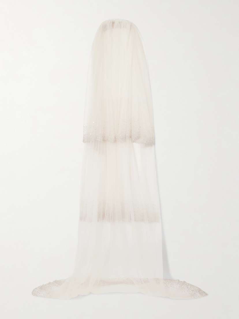 Clio Peppiatt Tiered Embellished Tulle Veil