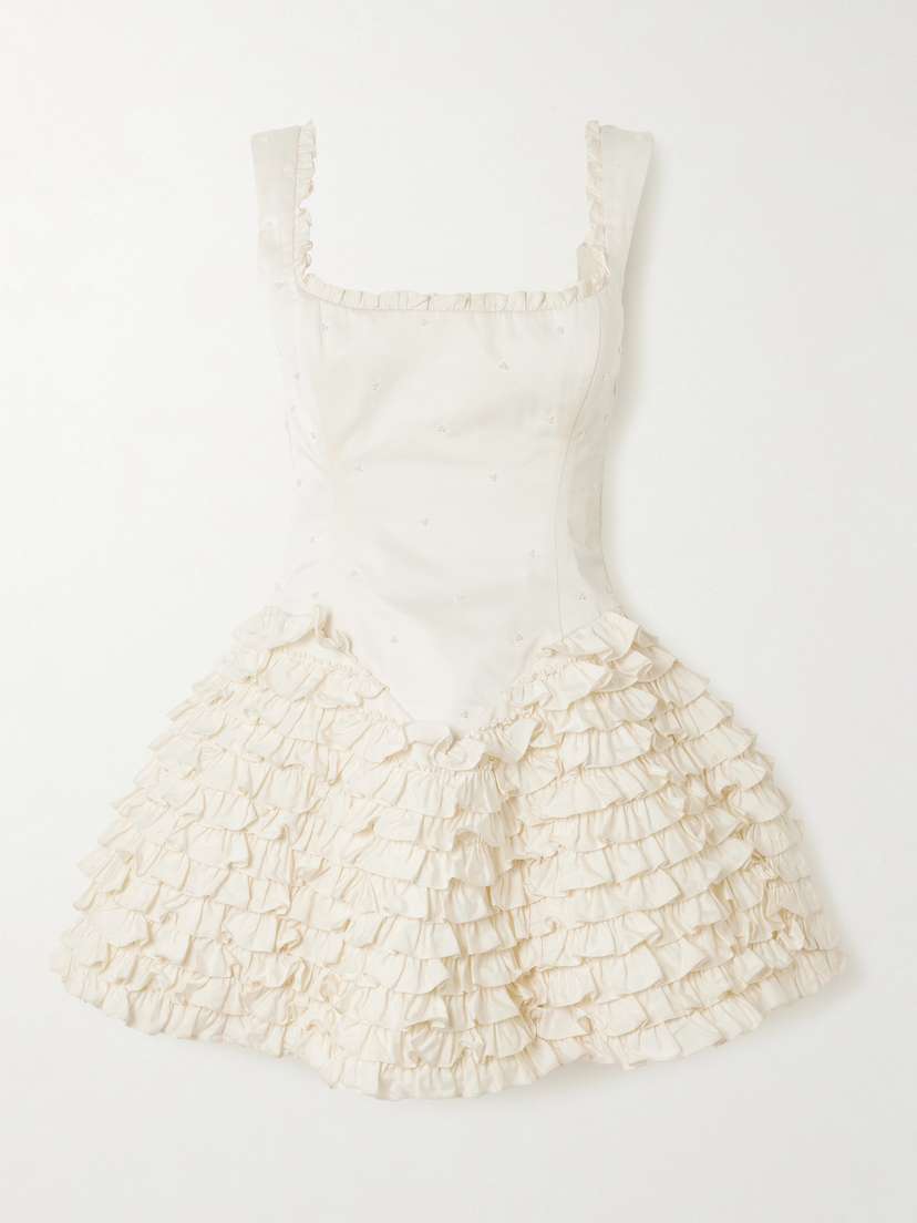 Clio Peppiatt Ballerina Faux Pearl-embellished Ruffled Taffeta Mini Dress
