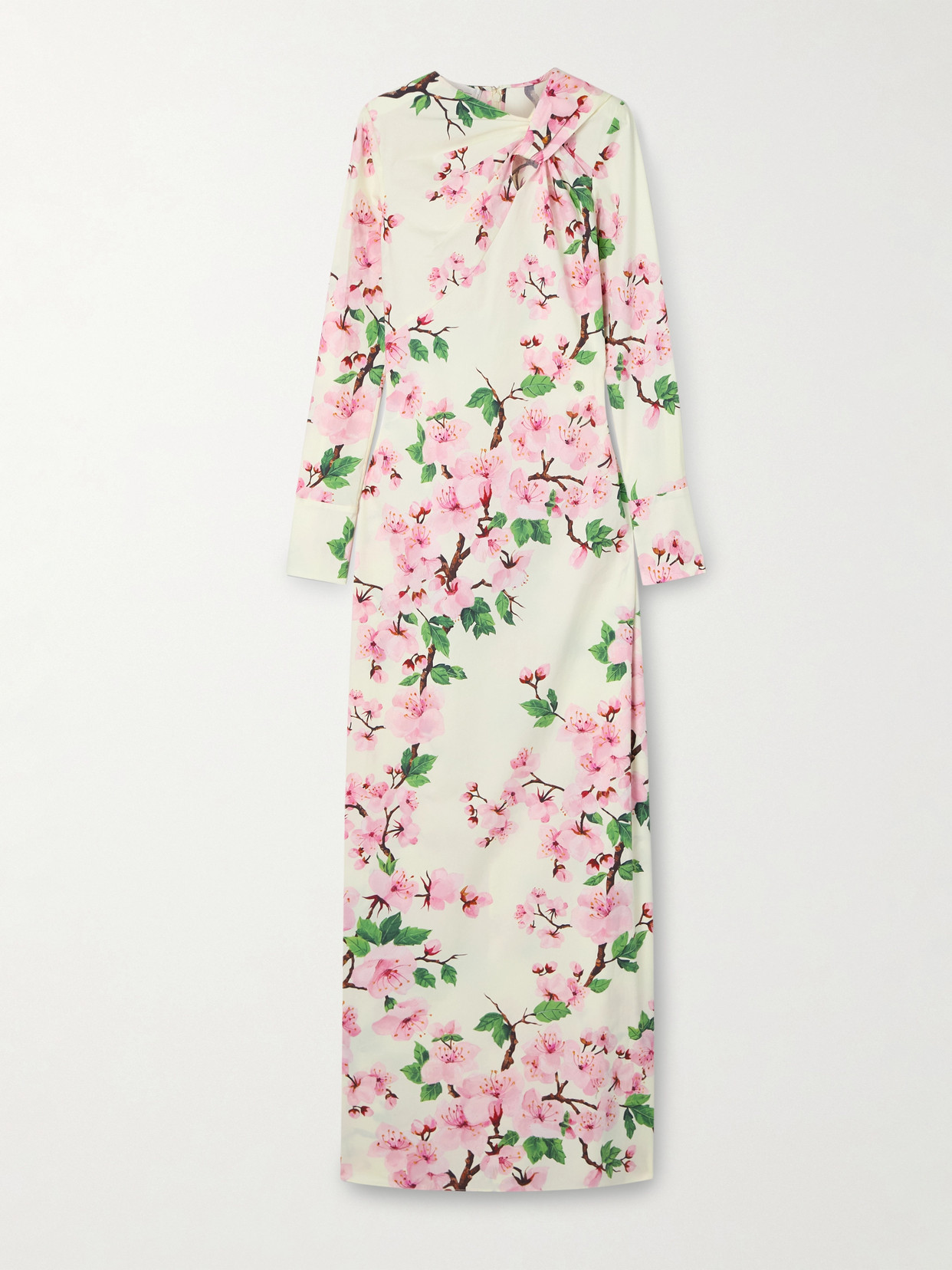 Oscar De La Renta Cutout Floral-print Stretch-cotton Poplin Gown