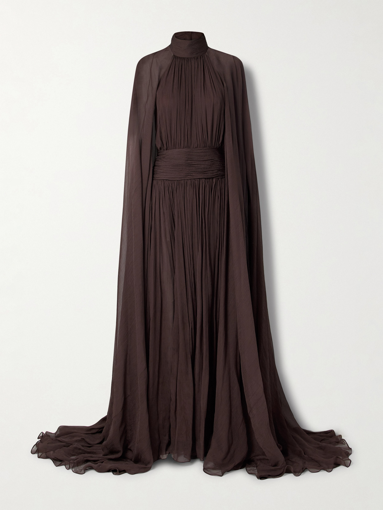 Oscar De La Renta Embellished Cape-effect Gathered Silk-crepon Gown