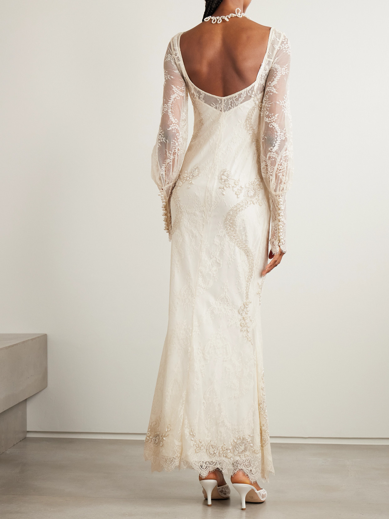 Clio Peppiatt Flora Embellished Lace Gown