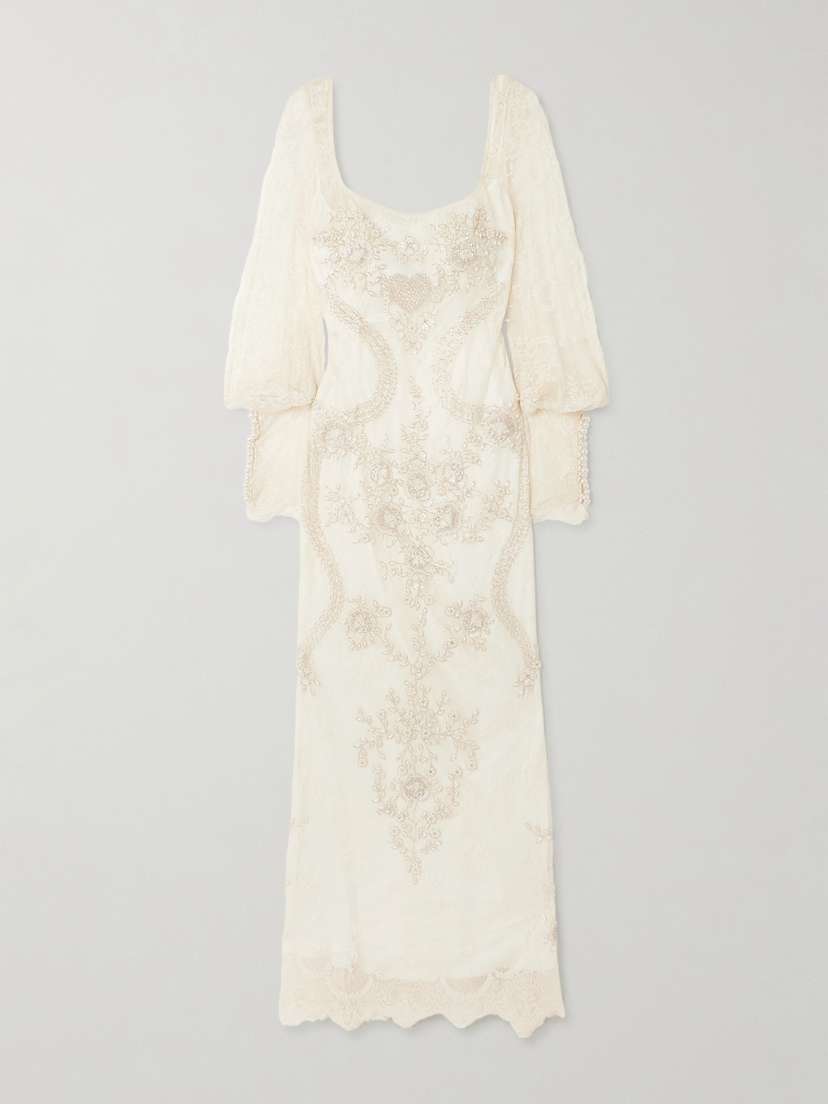 Clio Peppiatt Flora Embellished Lace Gown