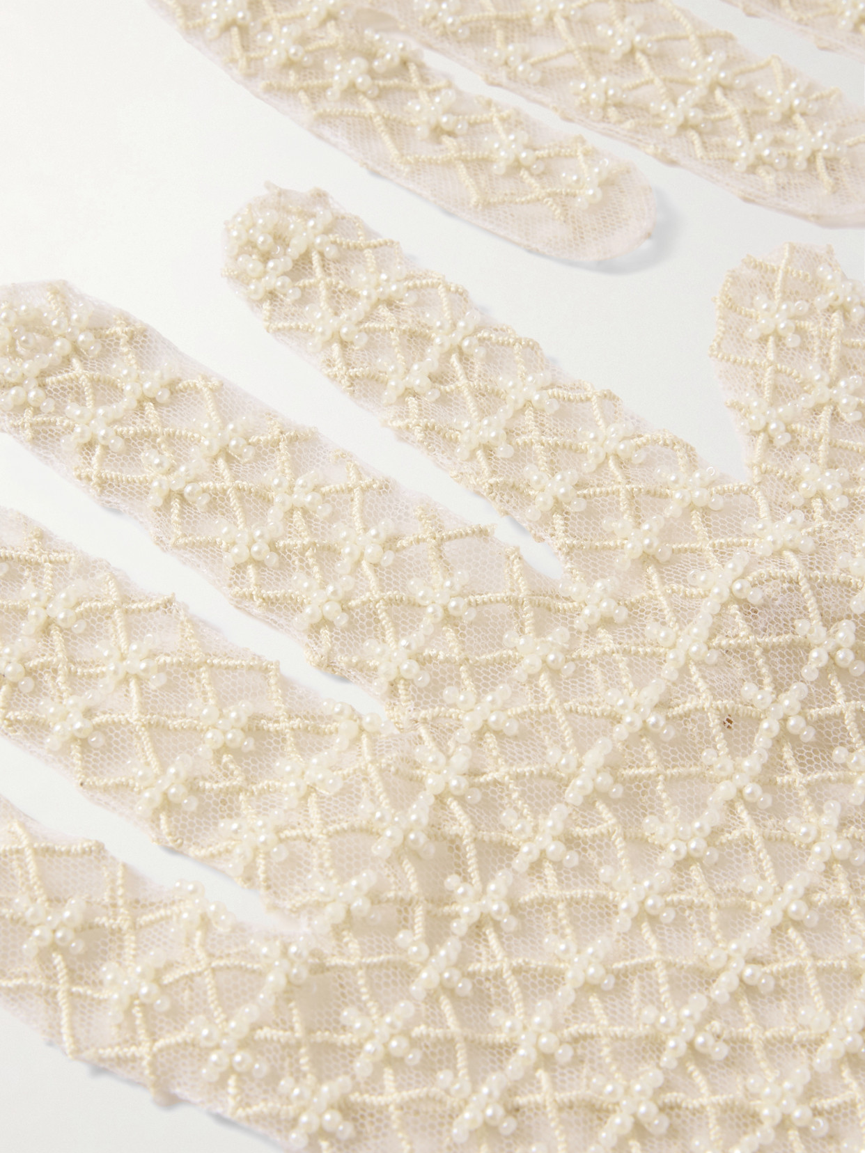 Clio Peppiatt Faux Pearl-embellished Embroidered Tulle Gloves