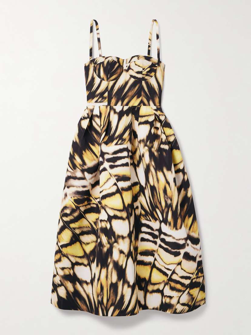 Oscar de la Renta Printed Faille Midi Dress