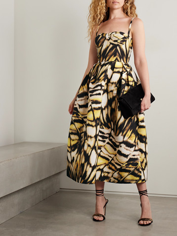 Oscar de la Renta Printed faille midi dress