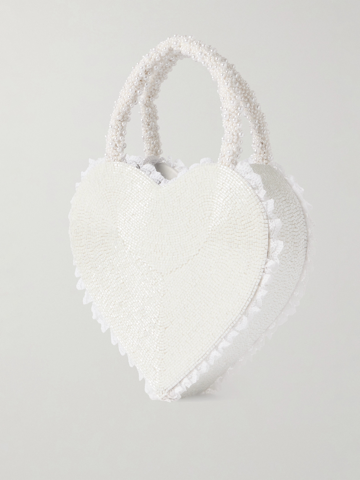 Clio Peppiatt Just Married Lace-trimmed Beaded Twill Tote