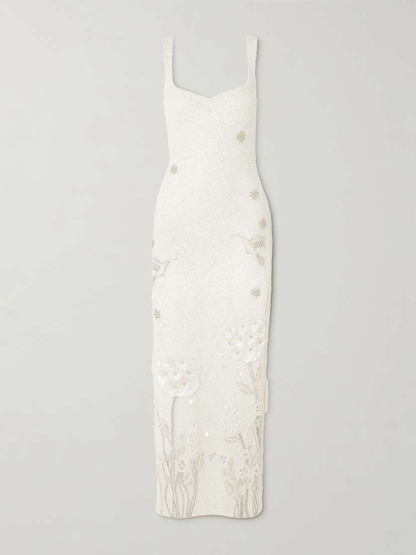Clio Peppiatt Hummingbird Embellished Beaded Stretch-tulle Gown