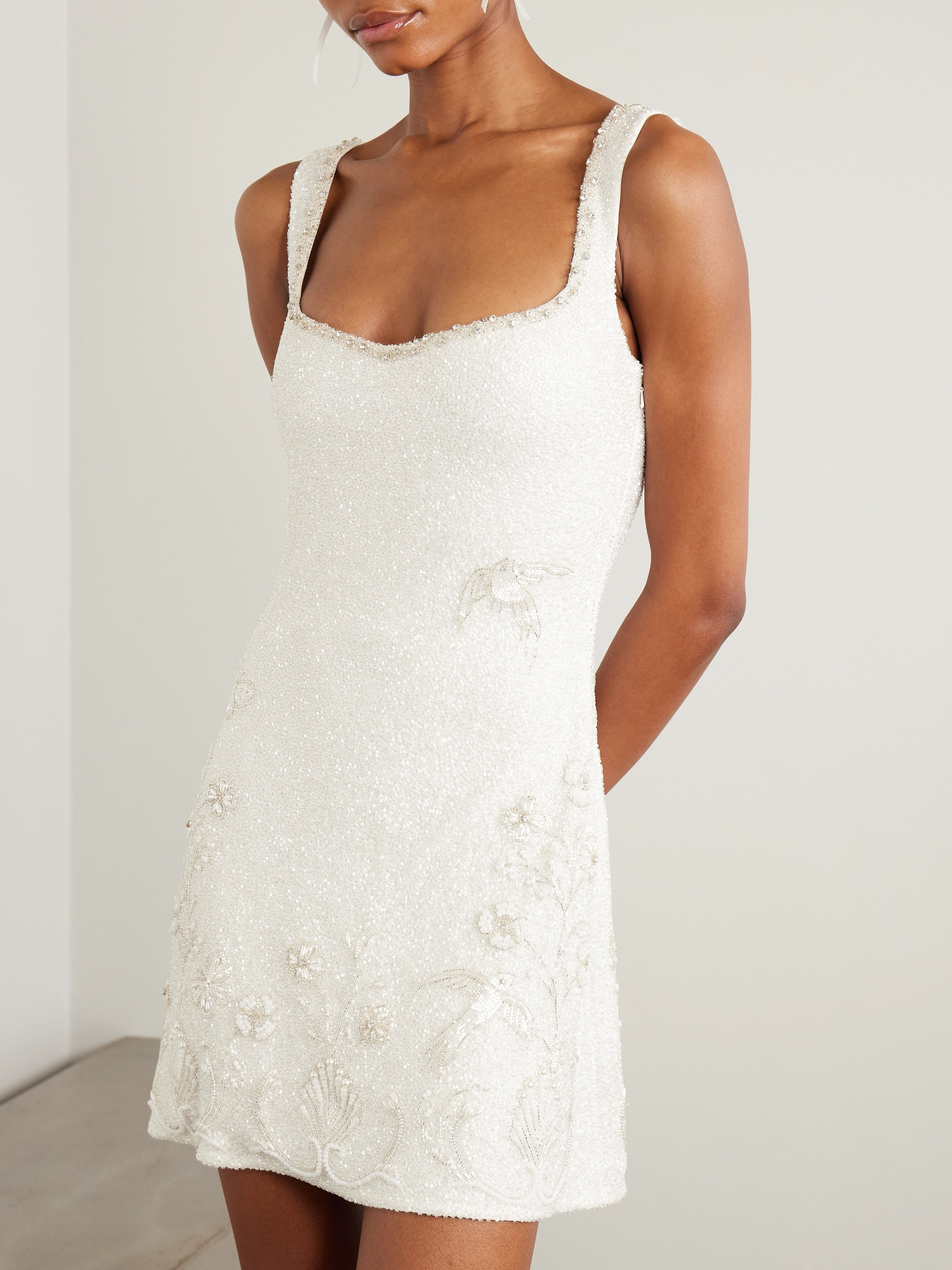 Clio Peppiatt Snowdrop embellished beaded stretch-tulle mini dress