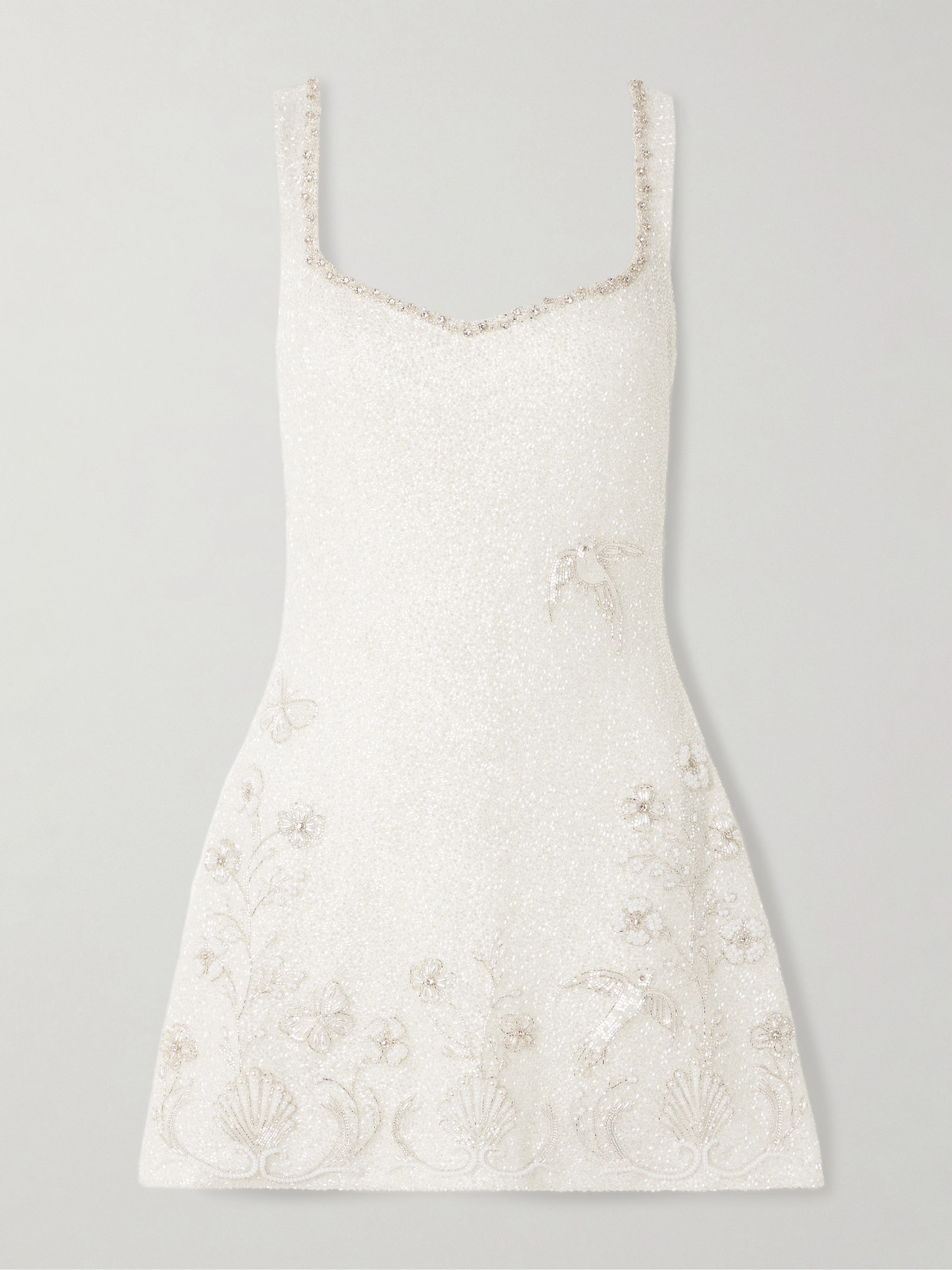 Clio Peppiatt Snowdrop Embellished Beaded Stretch-tulle Mini Dress