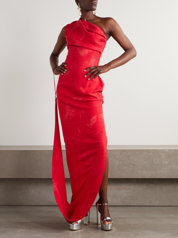 Vivienne Westwood Andreas one-shoulder gathered jacquard gown
