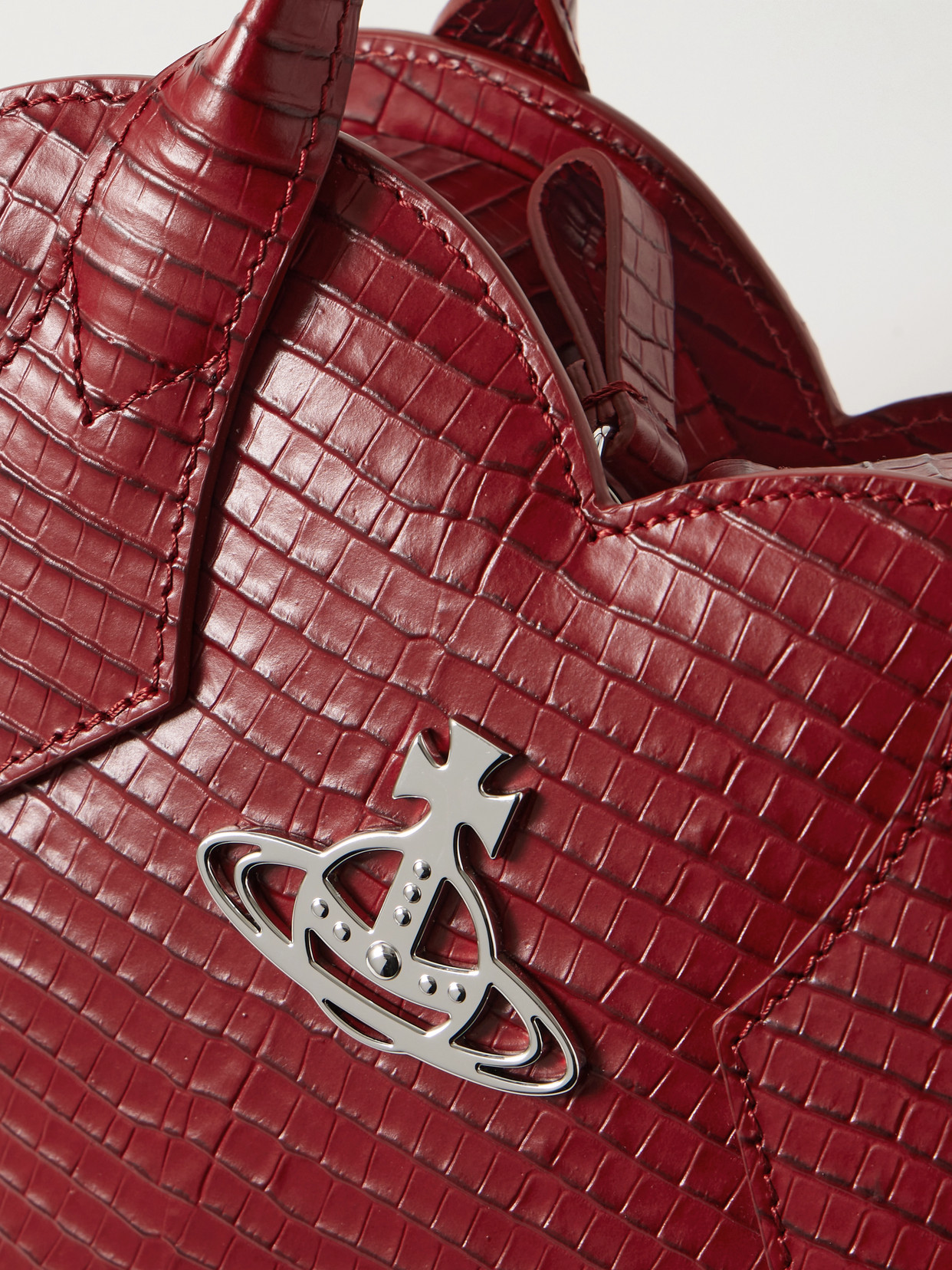 Vivienne Westwood Josephine Logo-embellished Croc-effect Leather Shoulder Bag
