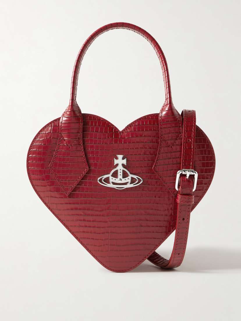 Vivienne Westwood Josephine Logo-embellished Croc-effect Leather Shoulder Bag