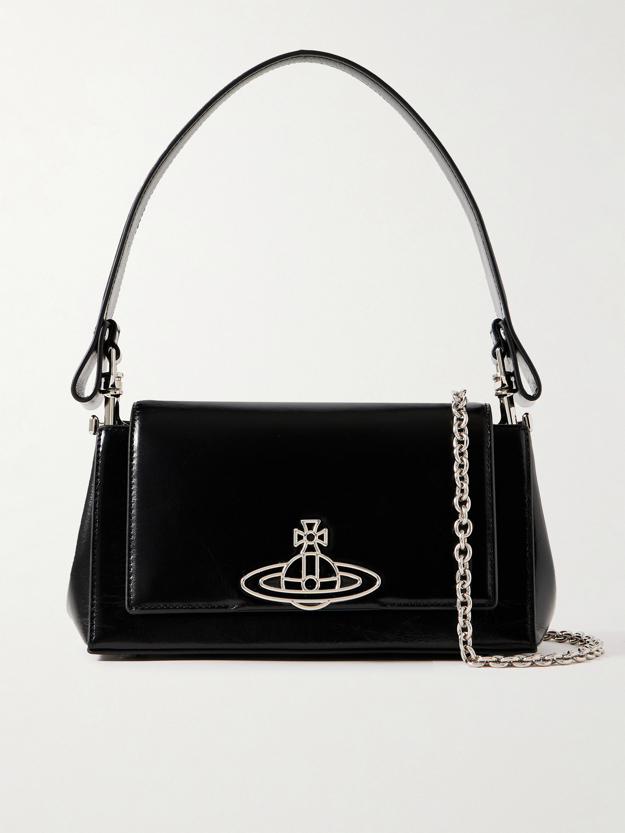Vivienne Westwood Hazel Medium Embellished Leather Shoulder Bag In Black