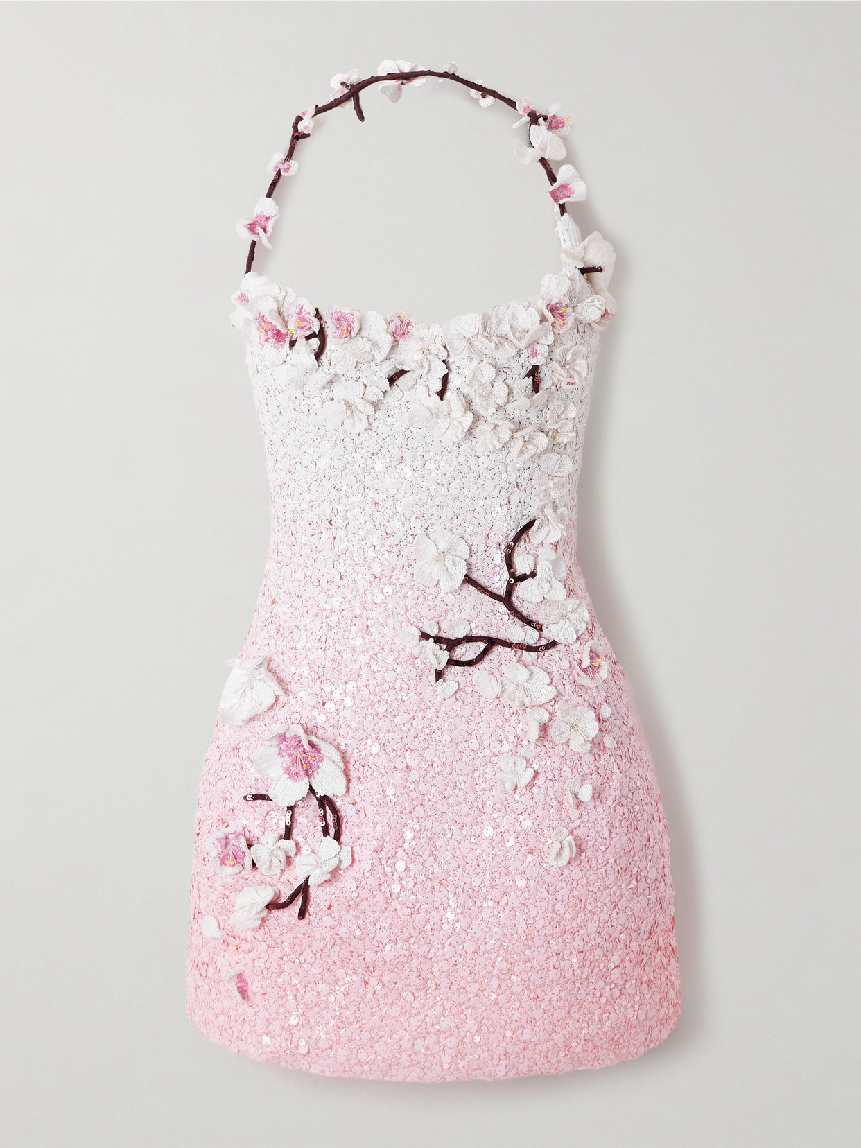 Oscar De La Renta Embellished Sequined Organza Mini Dress