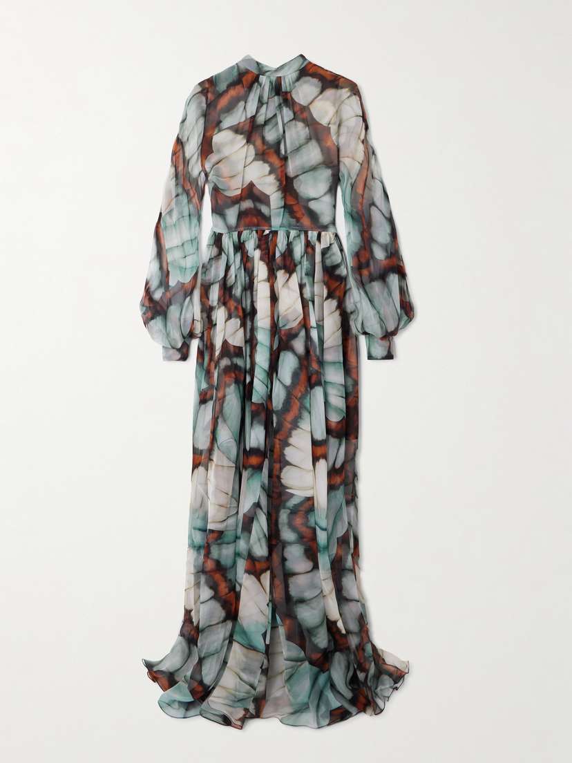 Oscar de la Renta Printed Silk-chiffon Gown