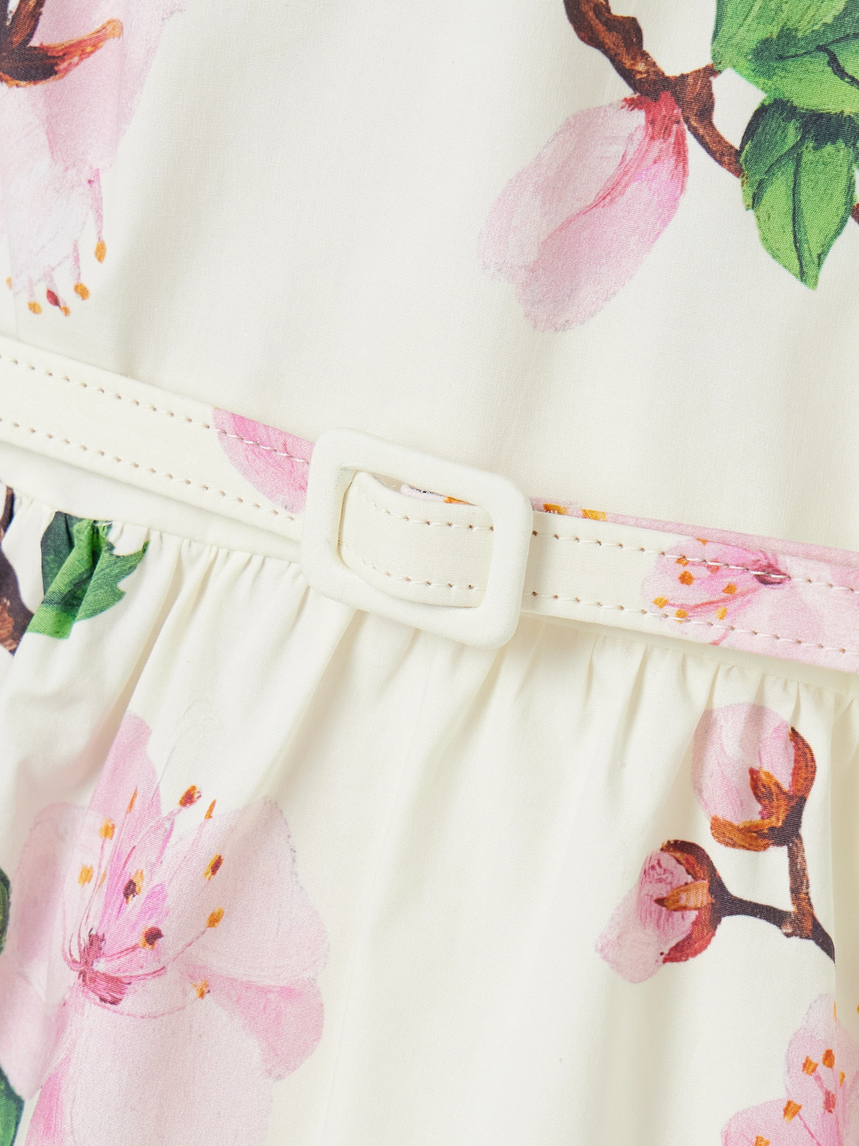 Oscar De La Renta Short-sleeve Cherry Blossom Poplin Mini Dress With Belt