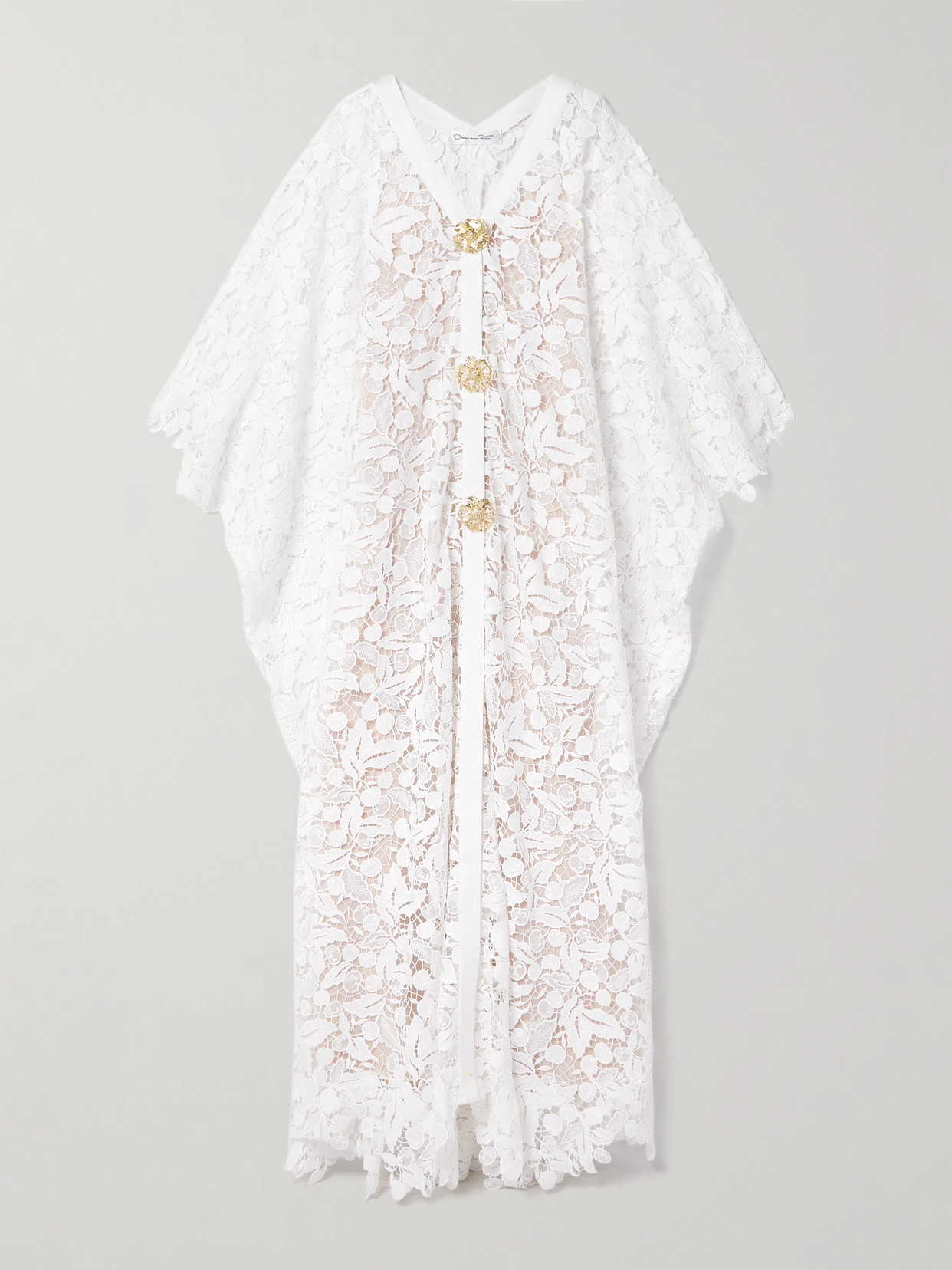 Oscar De La Renta Embellished Guipure Lace Gown