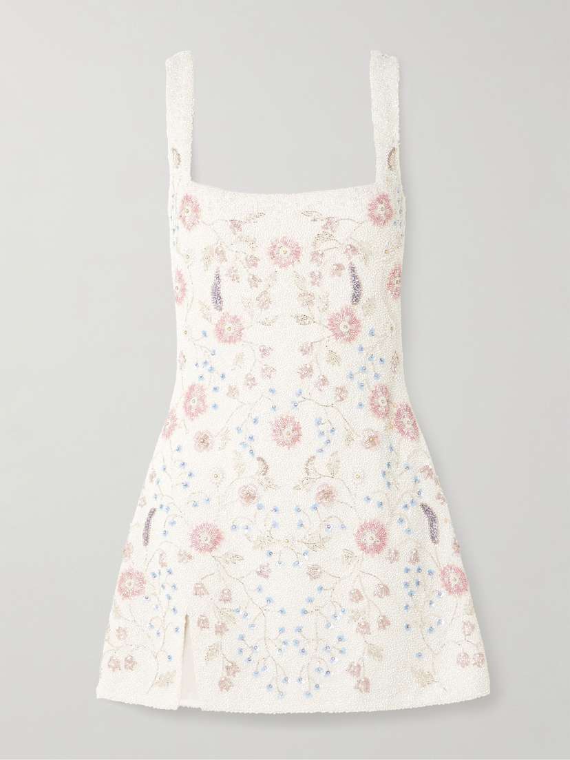 Clio Peppiatt Meadow Embellished Beaded Stretch-tulle Mini Dress